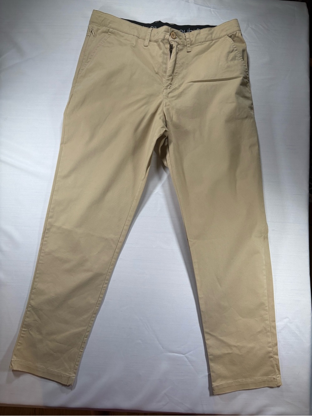 Eubi Mens XL Khaki Chino Pants Stretch Flat Front Casual Trousers